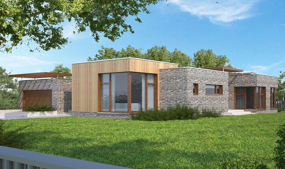 Одноэтажный дом из кирпича К-3 174 м² Одноэтажный дом из кирпича К-3 174 м²