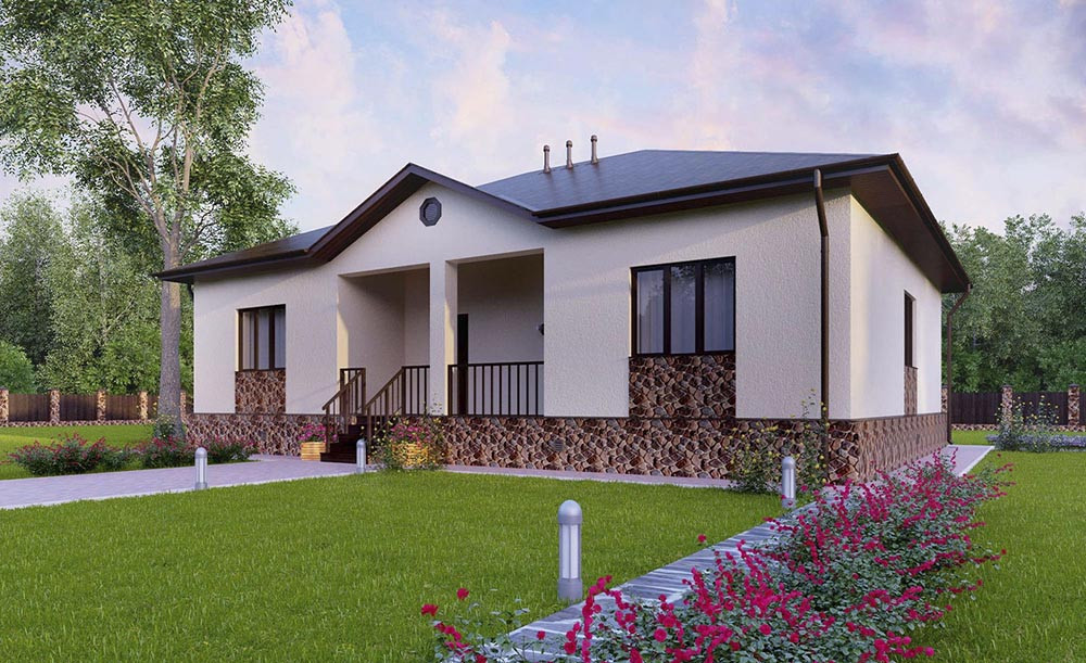 Одноэтажный дом из кирпича К-5 147 м² Одноэтажный дом из кирпича К-5 147 м²
